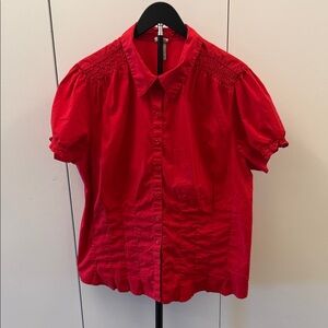 Venezia Vibrant Red Button Down Blouse